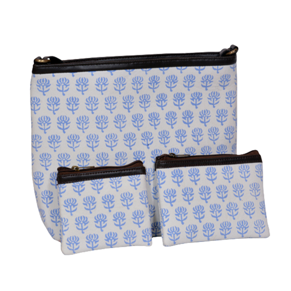 Blue Lotus  Ladies Bag with two Combo 