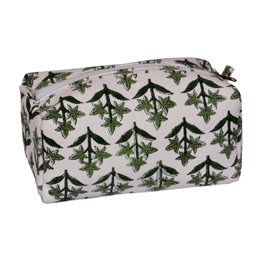 Green Three Leaf Cosmetic Bag