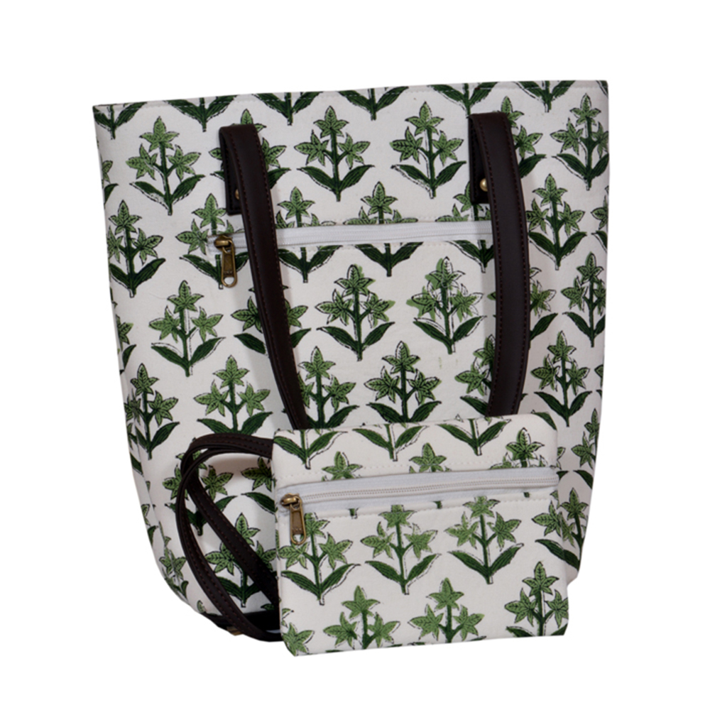 Green Three Leaf Ladies Bag with One Combo 