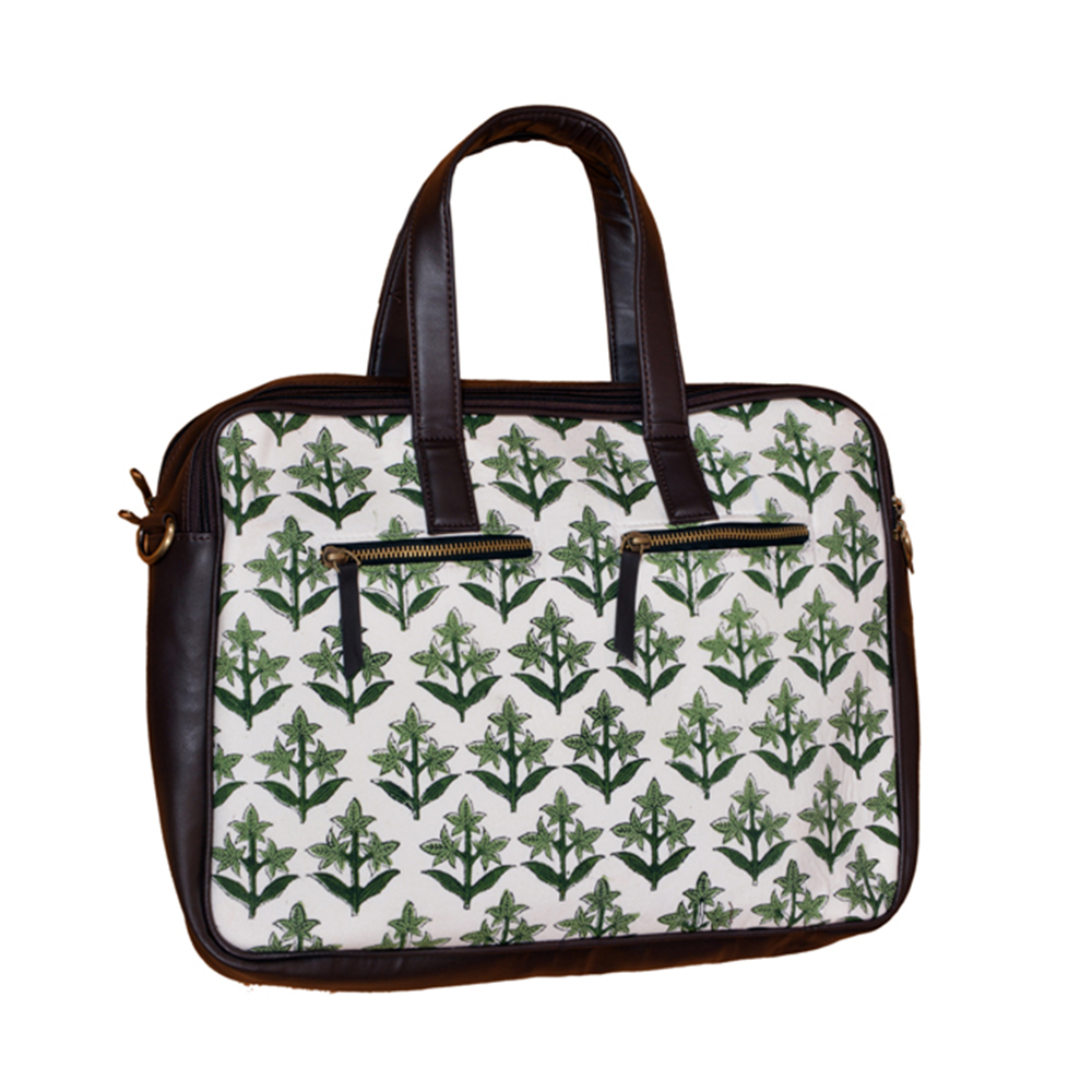 Green Three Leaf Laptop Bag