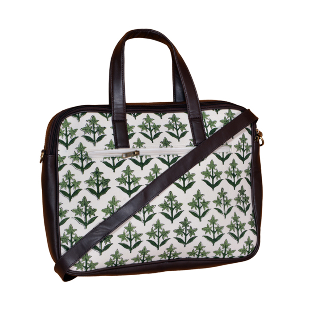 Green Three Leaf Laptop Bag