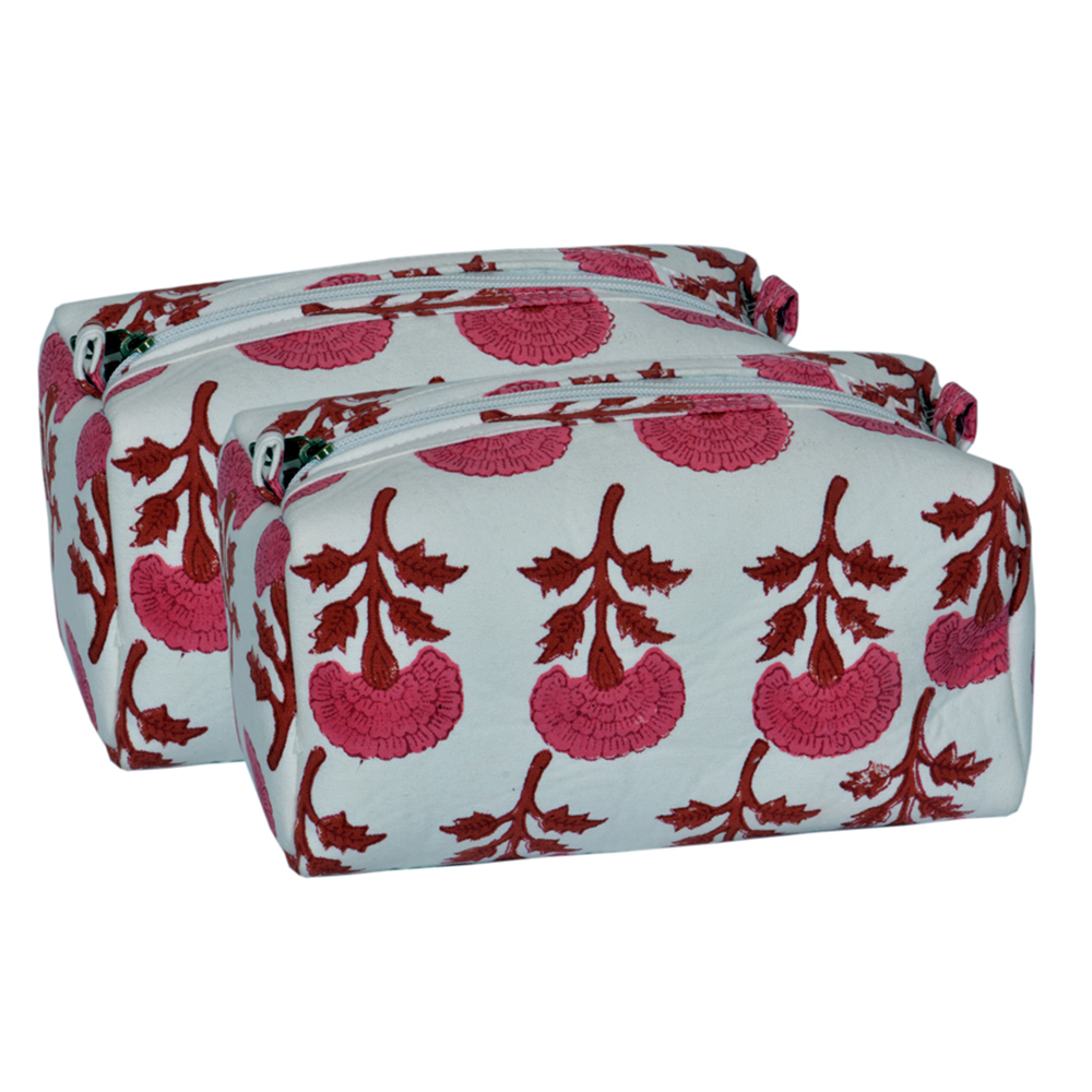 Pink Marigold Cosmetic Bag