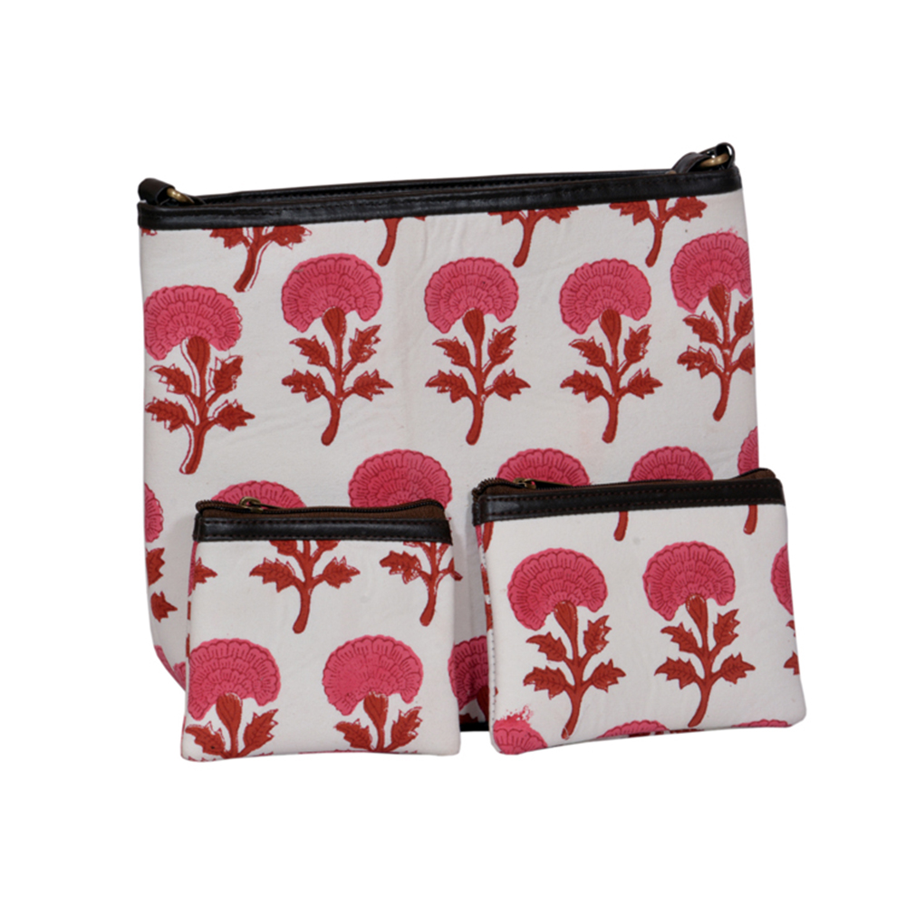 Pink Marigold Ladies Bag with two Combo 