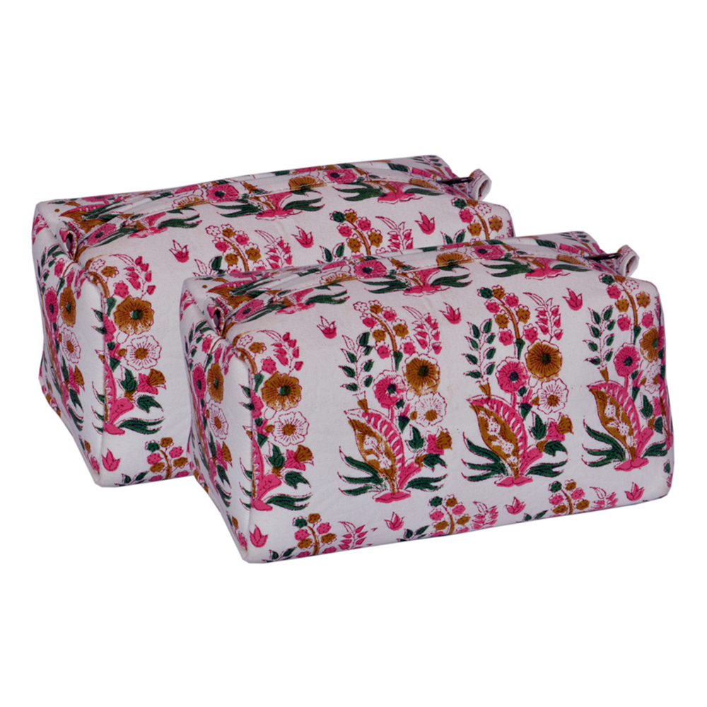 Red & Green Floral  Cosmetic Bag