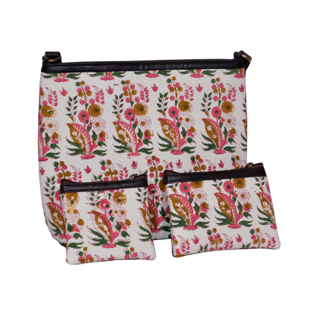 Red & Green Floral Ladies Bag with two Combo 