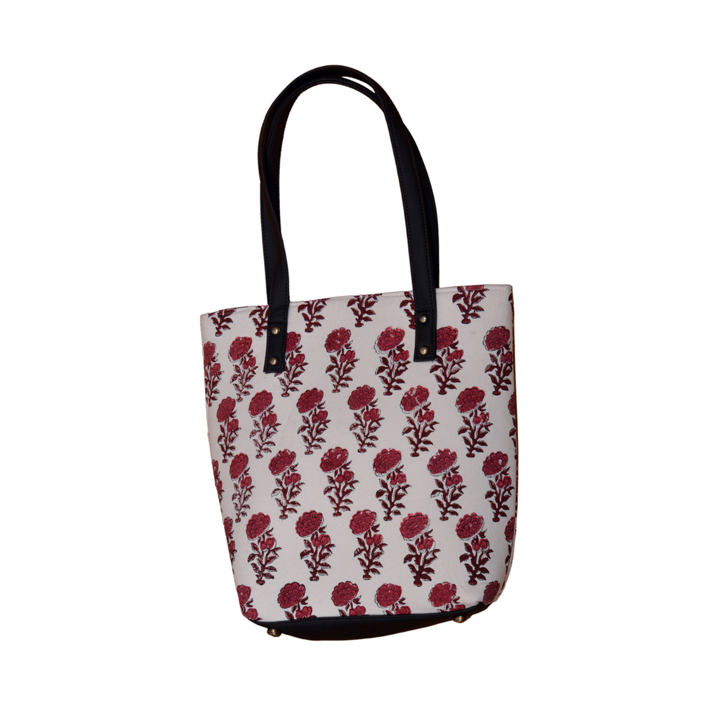 Red and Brown Flower Ladies Bag with One Combo 