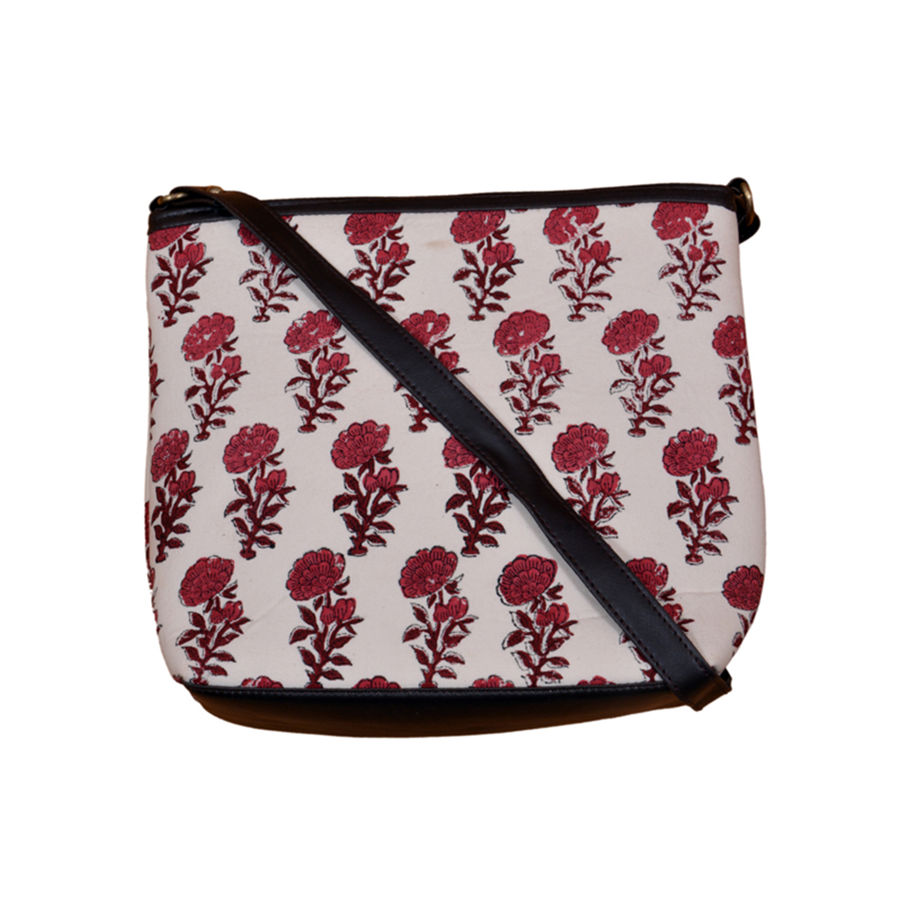 Red and Brown Flower Ladies Bag with two Combo 