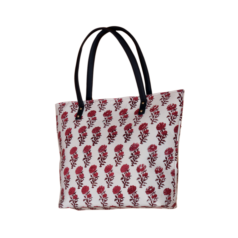 Red and Brown Flower Tote Bag VB-43