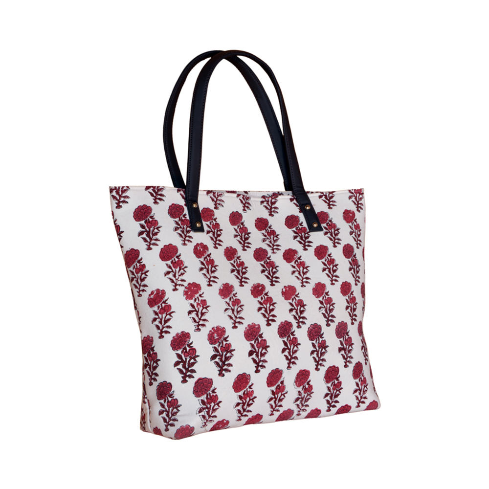Red and Brown Flower Tote Bag VB-43