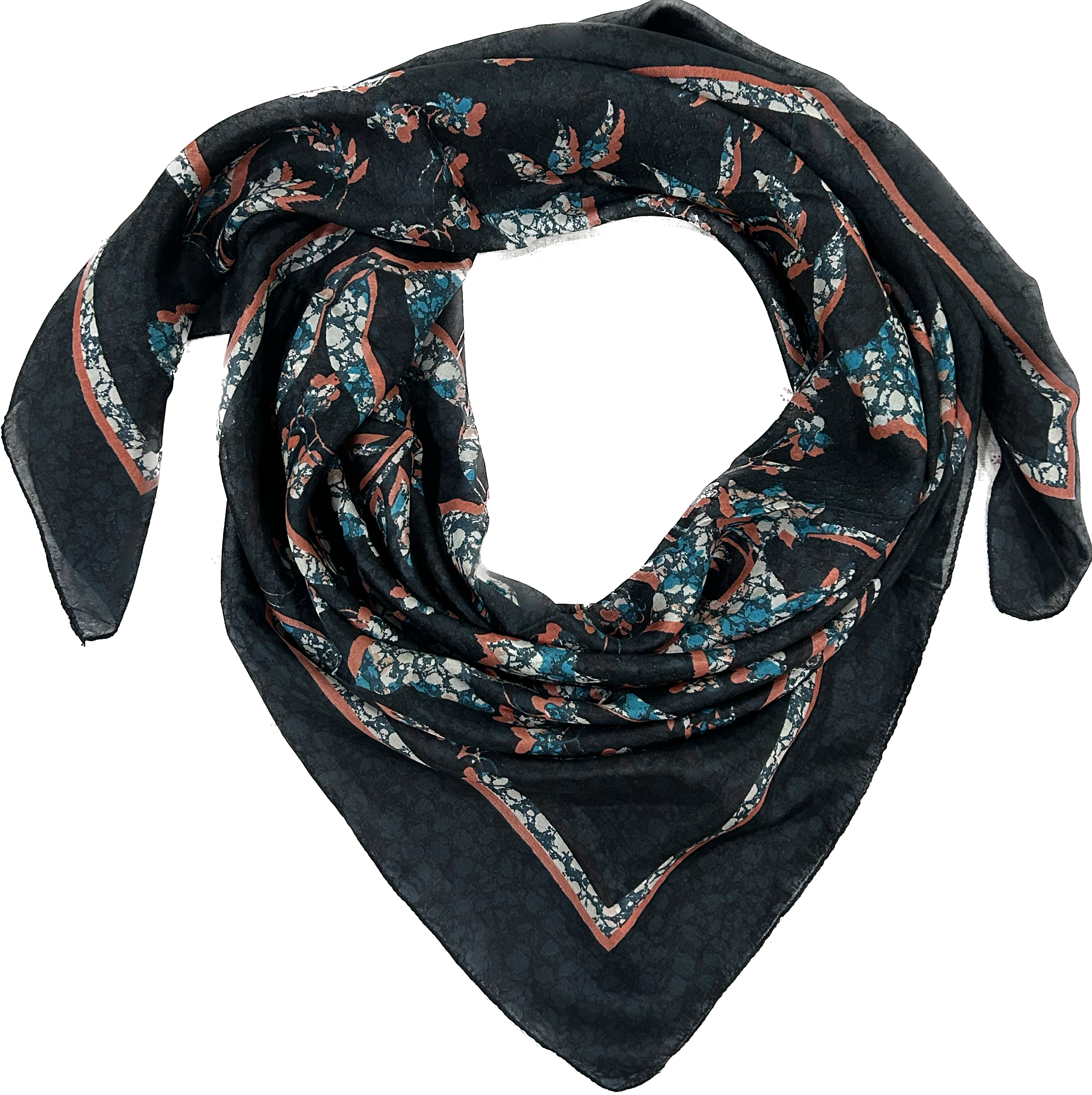 Silk scarf black self print