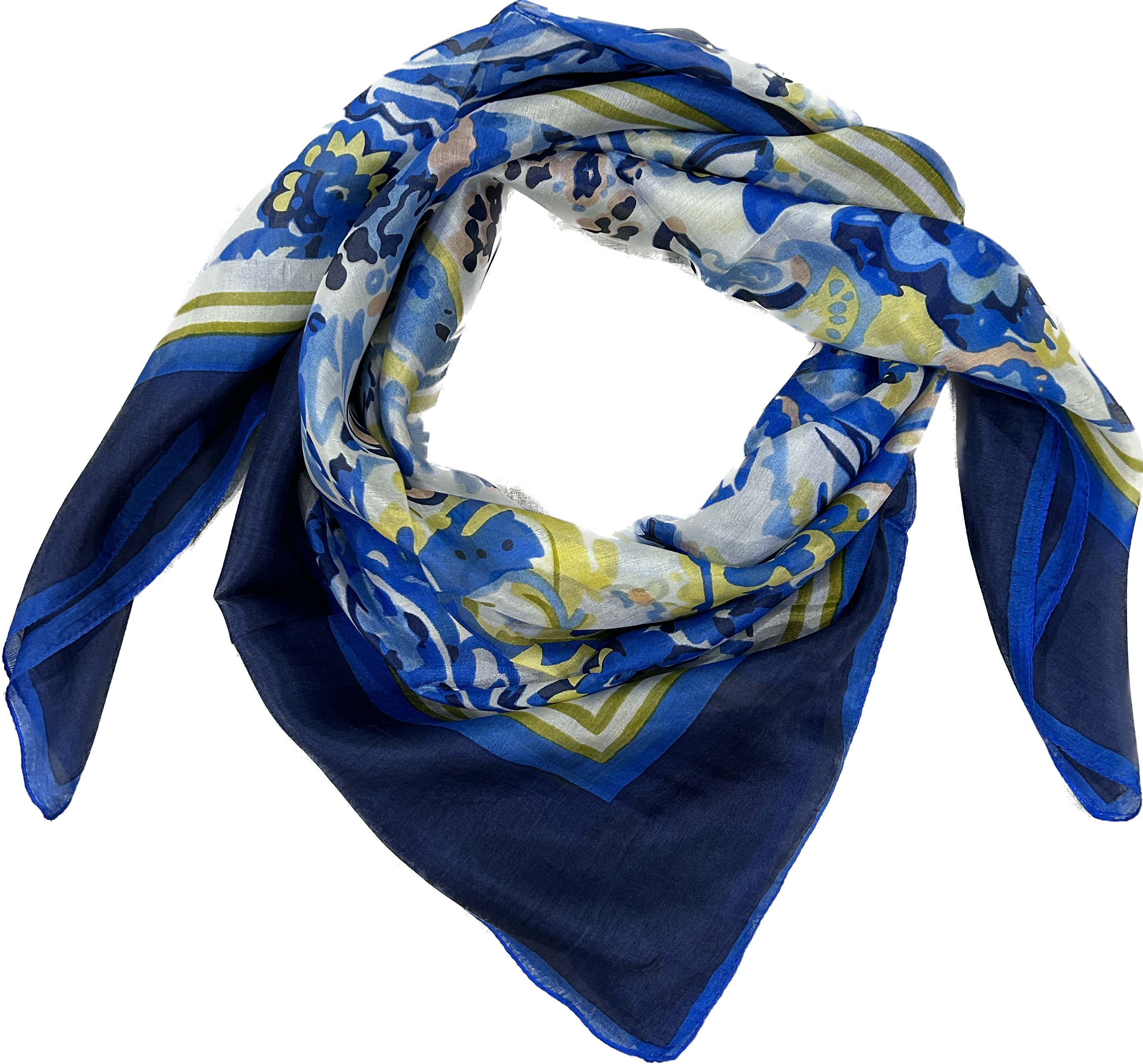 Silk scarf Blue english print